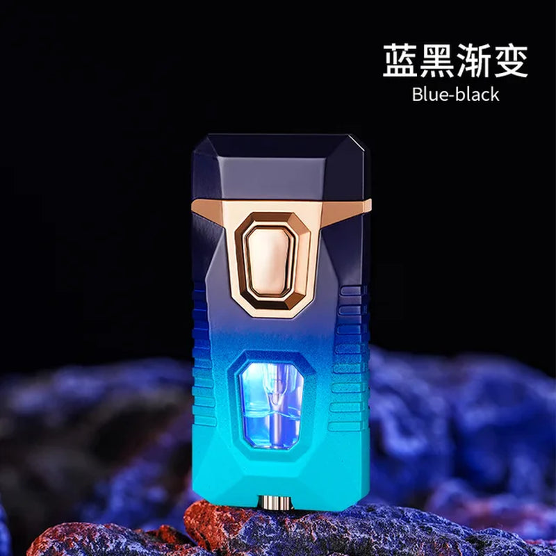 New Metal Windproof Cigar Lighters Butane Gas Lighter Creative Torch Jet Lighter Dual Fire Smoking Accessories Gadgets for Men