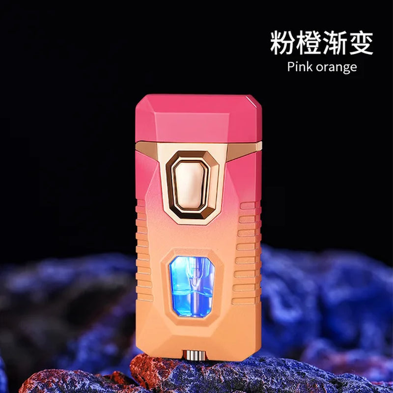 New Metal Windproof Cigar Lighters Butane Gas Lighter Creative Torch Jet Lighter Dual Fire Smoking Accessories Gadgets for Men