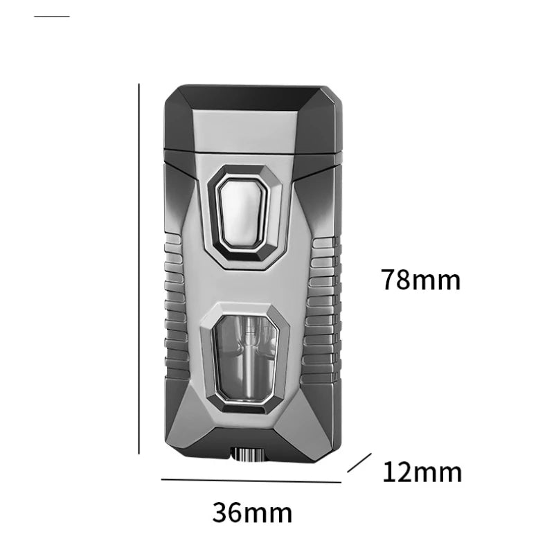 New Metal Windproof Cigar Lighters Butane Gas Lighter Creative Torch Jet Lighter Dual Fire Smoking Accessories Gadgets for Men