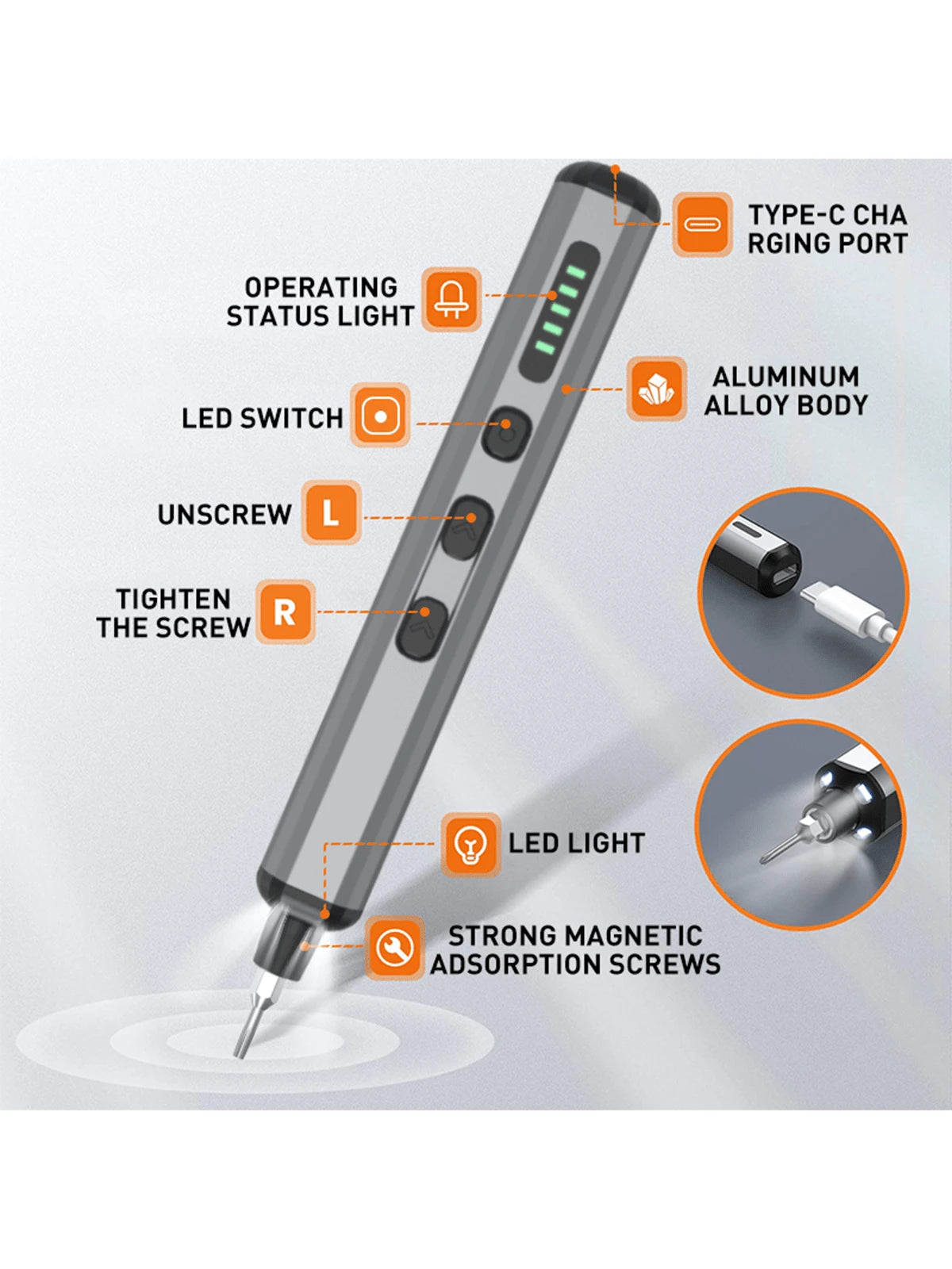 68 in 1 Electric Screwdriver with 64 Magnetic Bits, Precision Screwdriver Cordless Repair Tool for Phone Camera Laptop Watch
