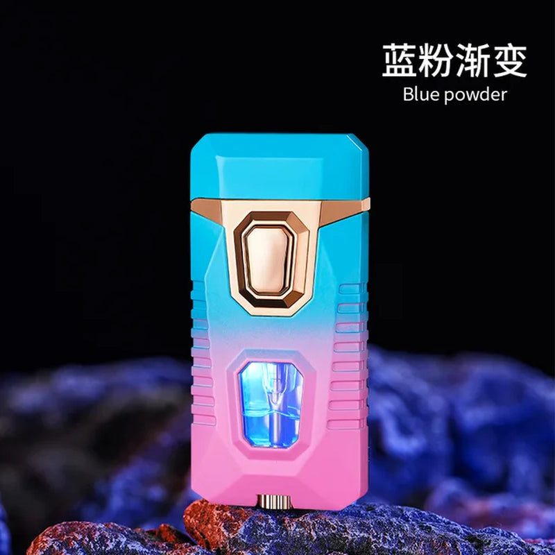 New Metal Windproof Cigar Lighters Butane Gas Lighter Creative Torch Jet Lighter Dual Fire Smoking Accessories Gadgets for Men