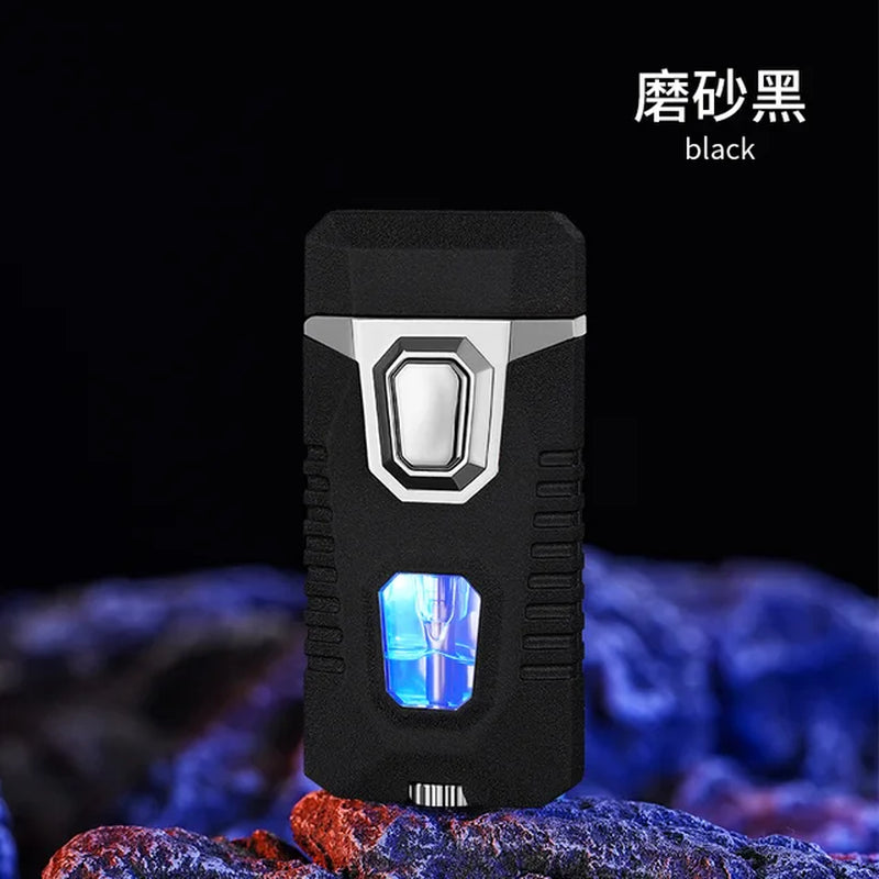 New Metal Windproof Cigar Lighters Butane Gas Lighter Creative Torch Jet Lighter Dual Fire Smoking Accessories Gadgets for Men