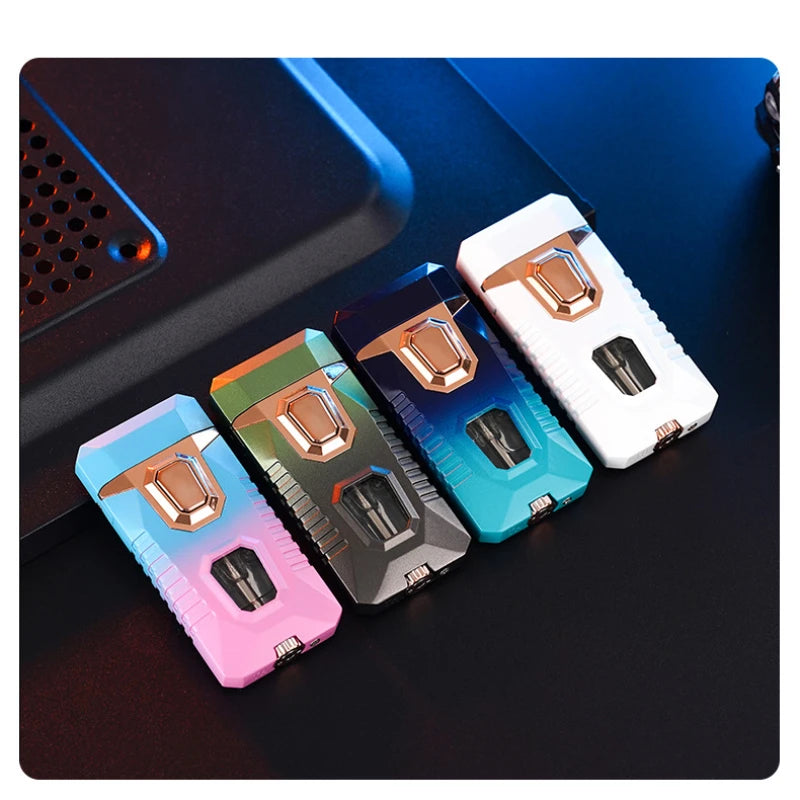 New Metal Windproof Cigar Lighters Butane Gas Lighter Creative Torch Jet Lighter Dual Fire Smoking Accessories Gadgets for Men