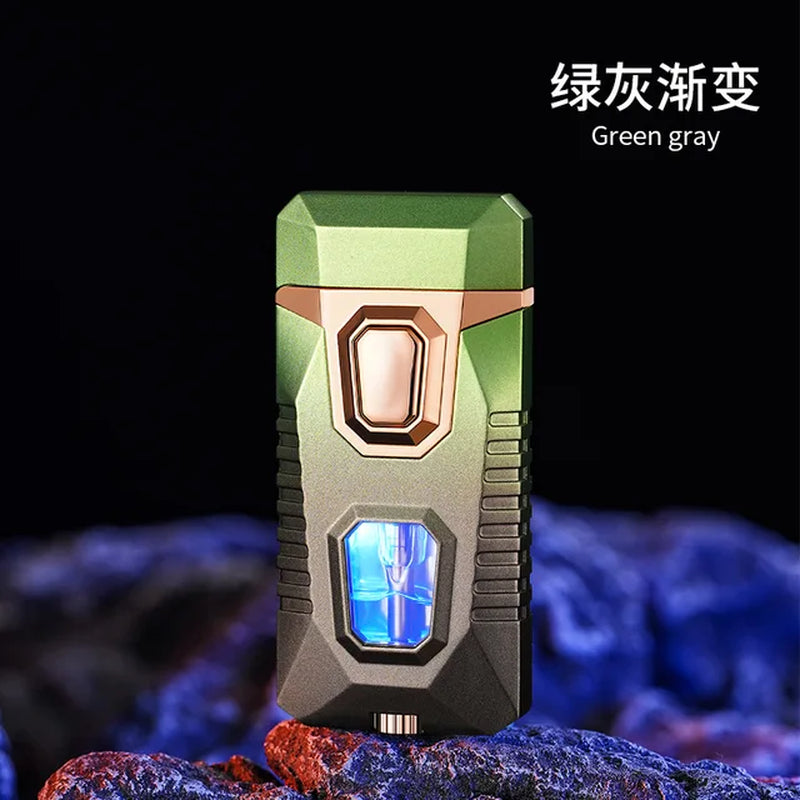New Metal Windproof Cigar Lighters Butane Gas Lighter Creative Torch Jet Lighter Dual Fire Smoking Accessories Gadgets for Men