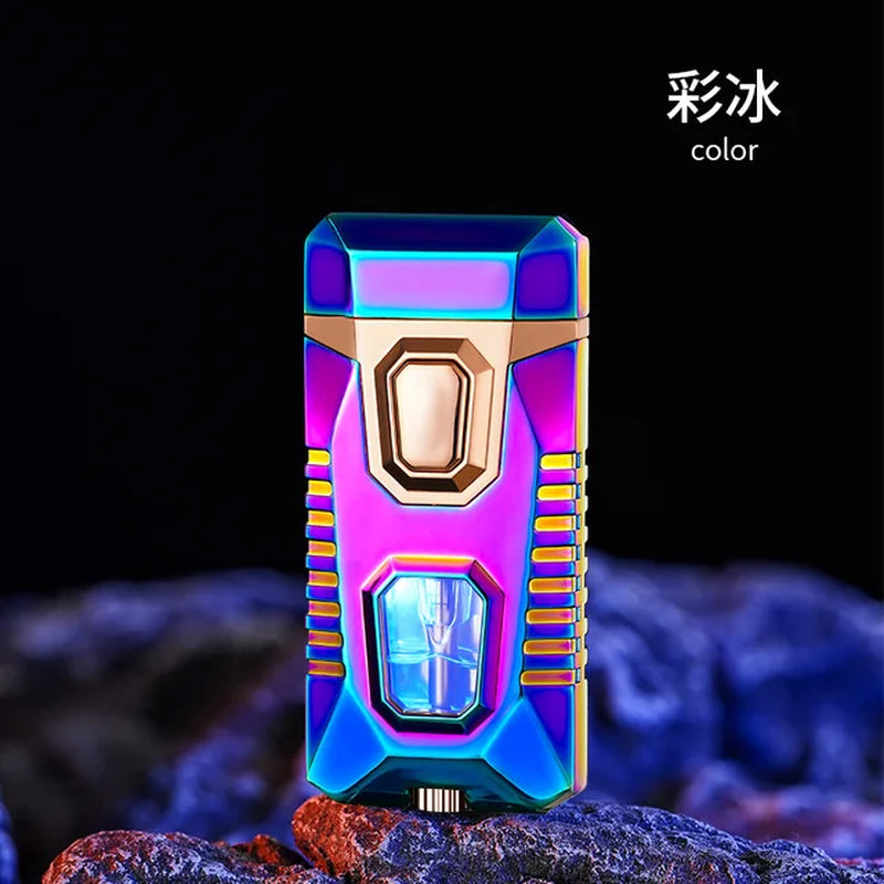 New Metal Windproof Cigar Lighters Butane Gas Lighter Creative Torch Jet Lighter Dual Fire Smoking Accessories Gadgets for Men