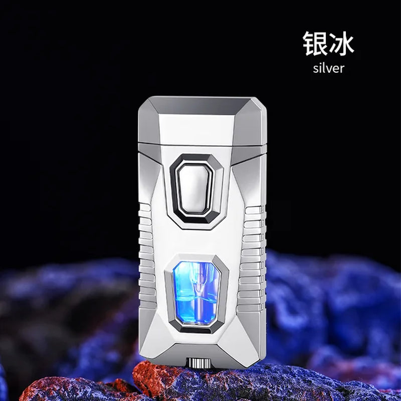 New Metal Windproof Cigar Lighters Butane Gas Lighter Creative Torch Jet Lighter Dual Fire Smoking Accessories Gadgets for Men