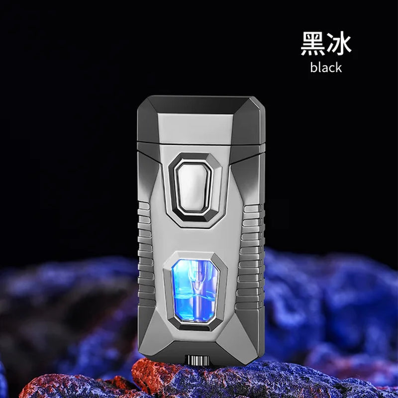 New Metal Windproof Cigar Lighters Butane Gas Lighter Creative Torch Jet Lighter Dual Fire Smoking Accessories Gadgets for Men